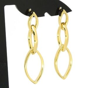 Gold 3 link Marquis Dangle Earrings Minimalist Jewelry